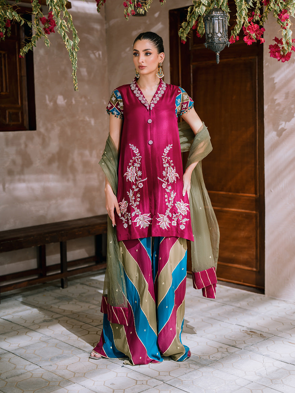Festive wear fuchsia outfit
