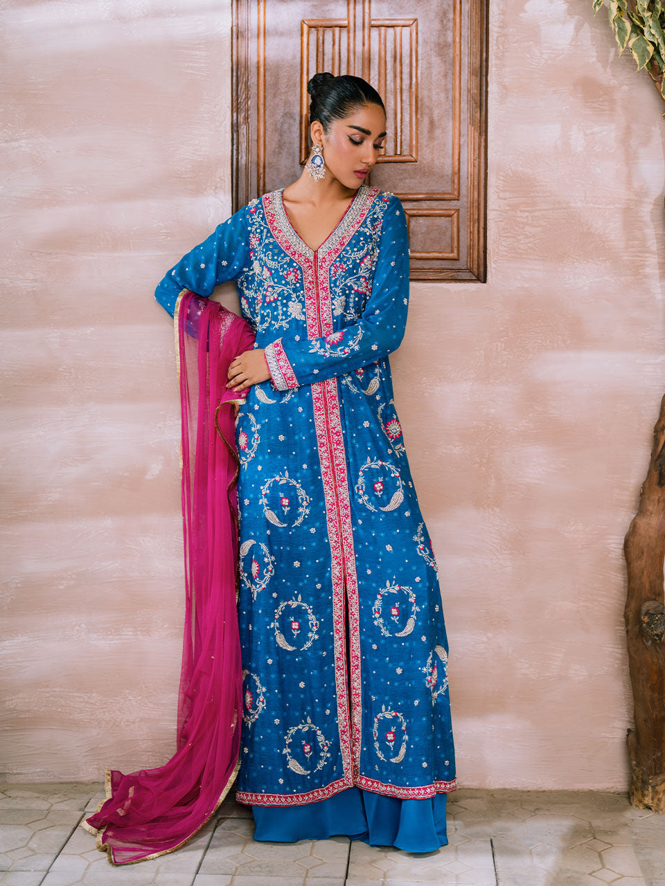 Fall winter outfit with handwork and embroidery