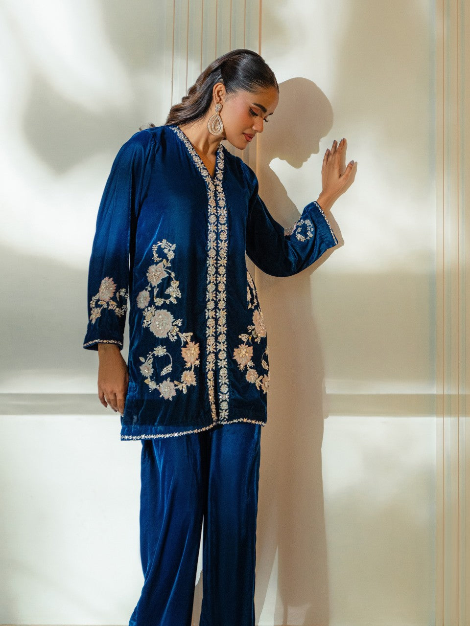 Stylish velvet jacket with diamante accents