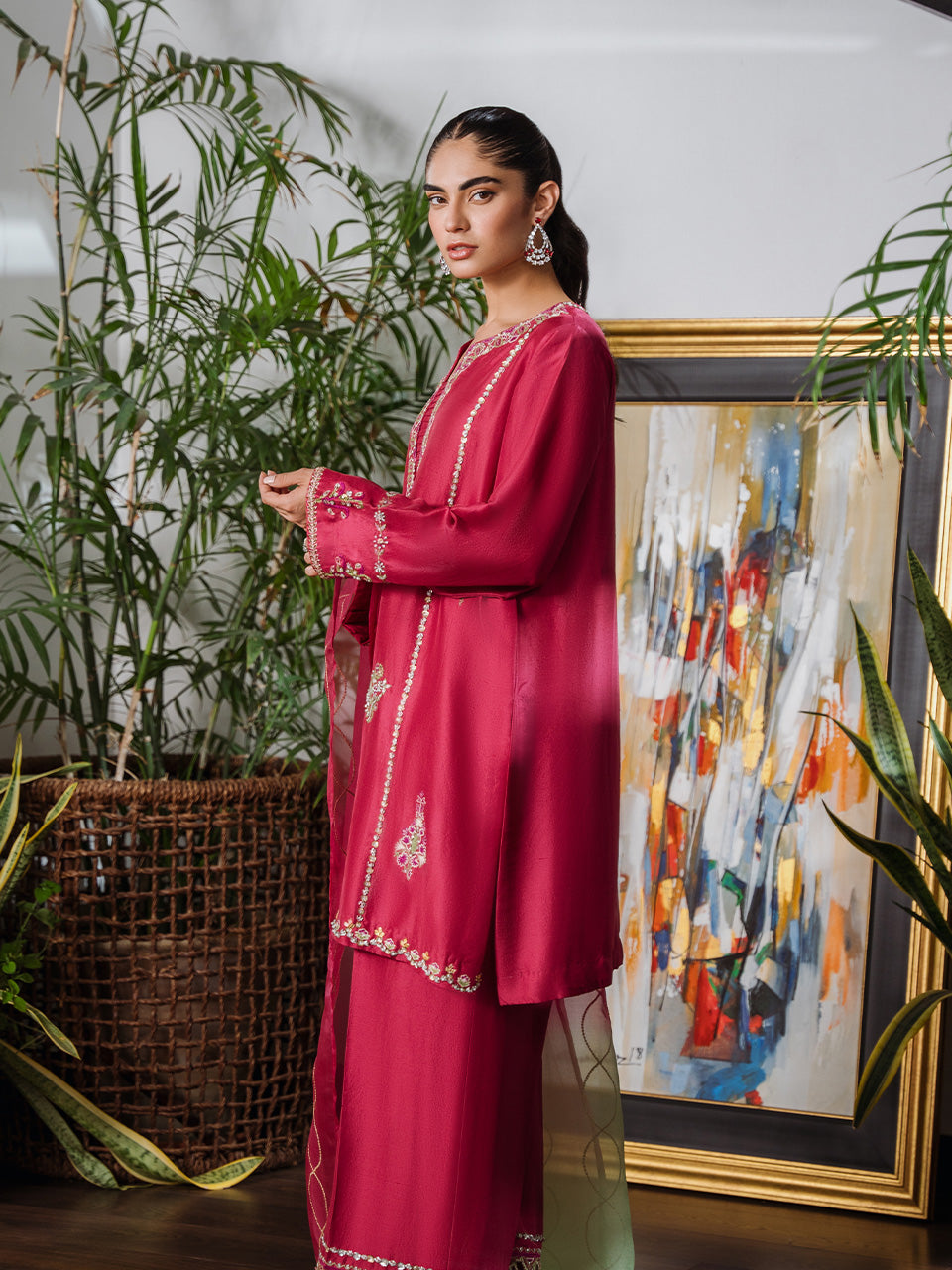 Fuchsia Raw Silk Kurta