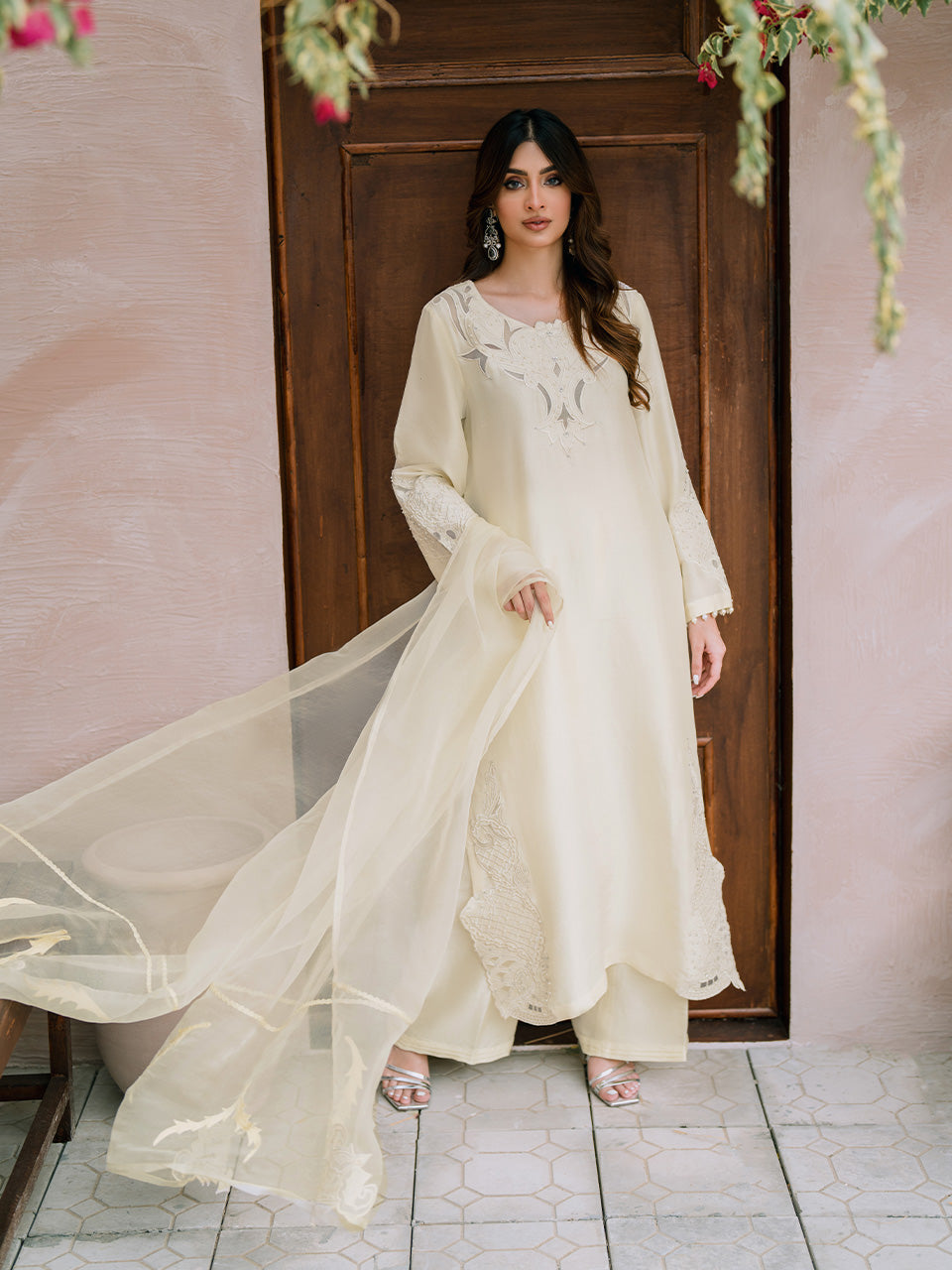 Lime Yellow Raw Silk Kurta with Embroidery