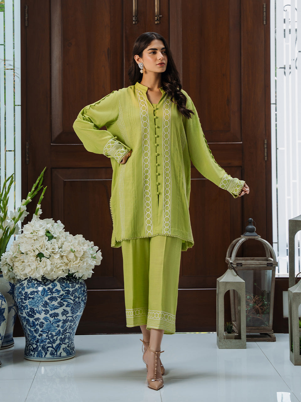 Festive wear in lime green