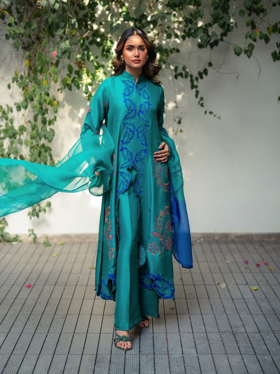 ensemble exudes elegance and sophistication