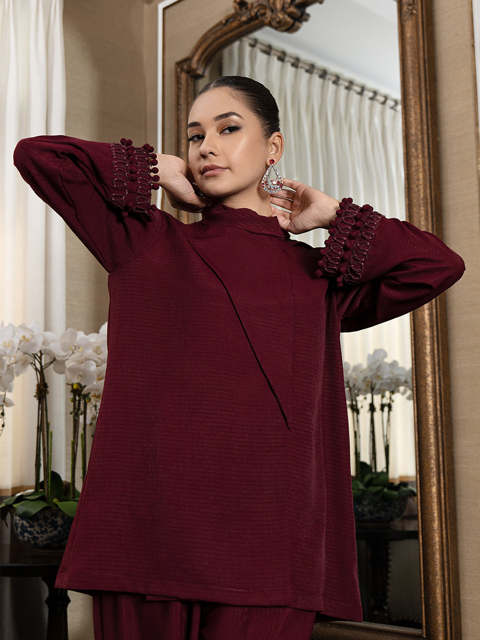 Winter festive textured georgette tunic