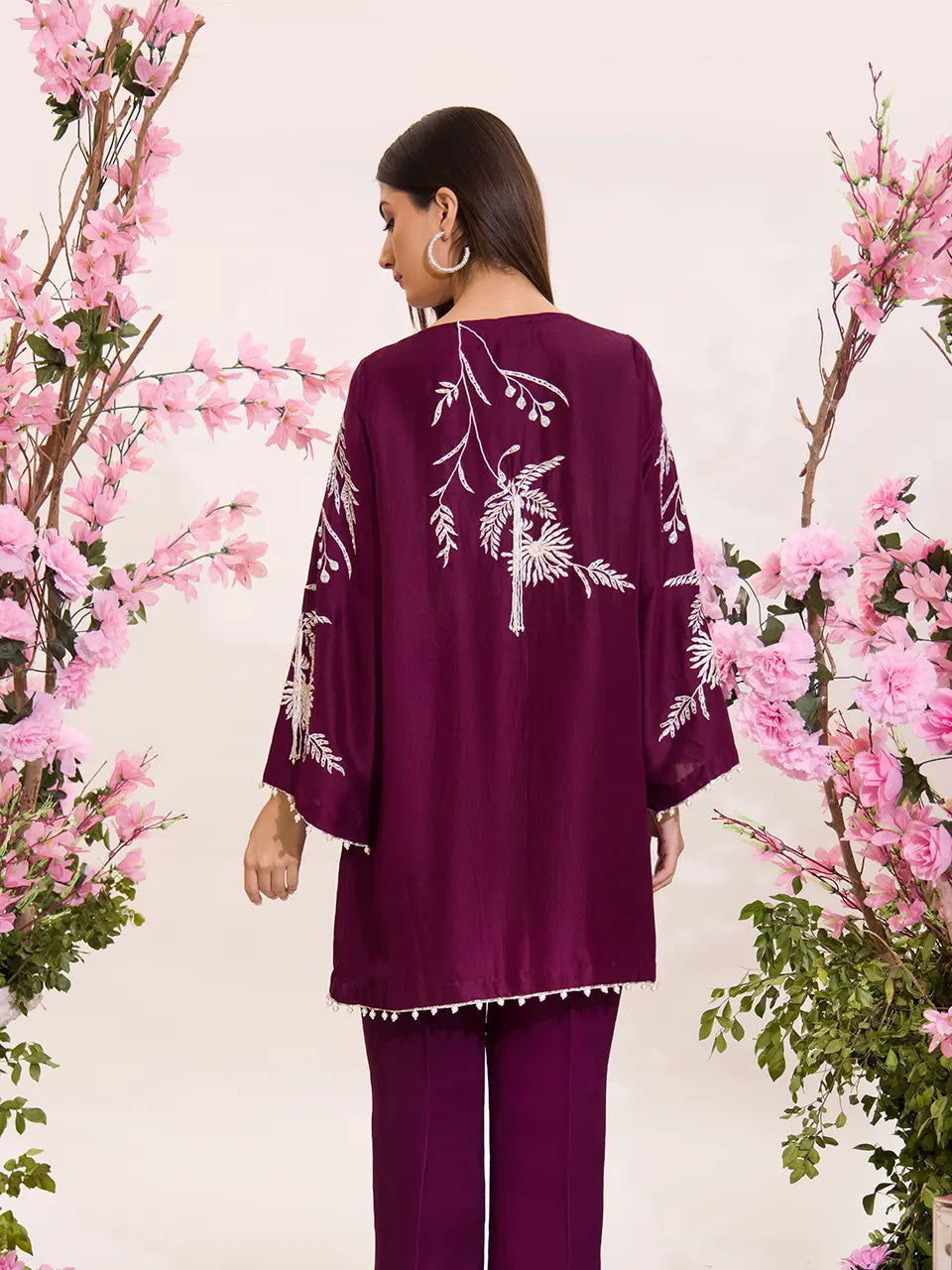 Plum jacket with detailed embroidery