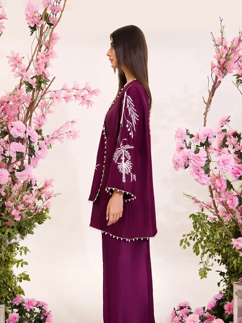 Handcrafted embroidery on silk jacket