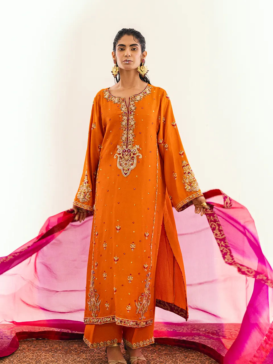 Raw silk kurta