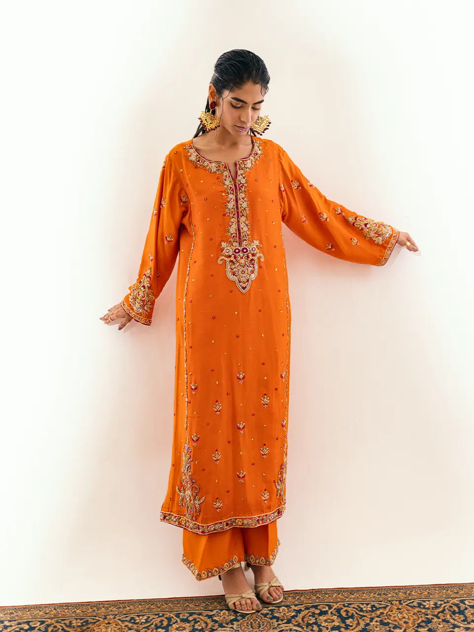 Gold and resham work kurta