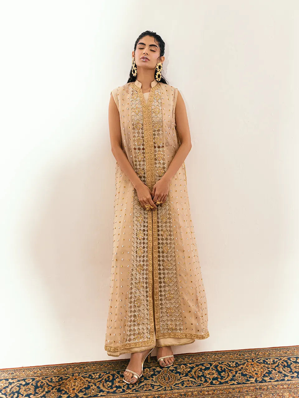 Traditional cutwork and embroidery design