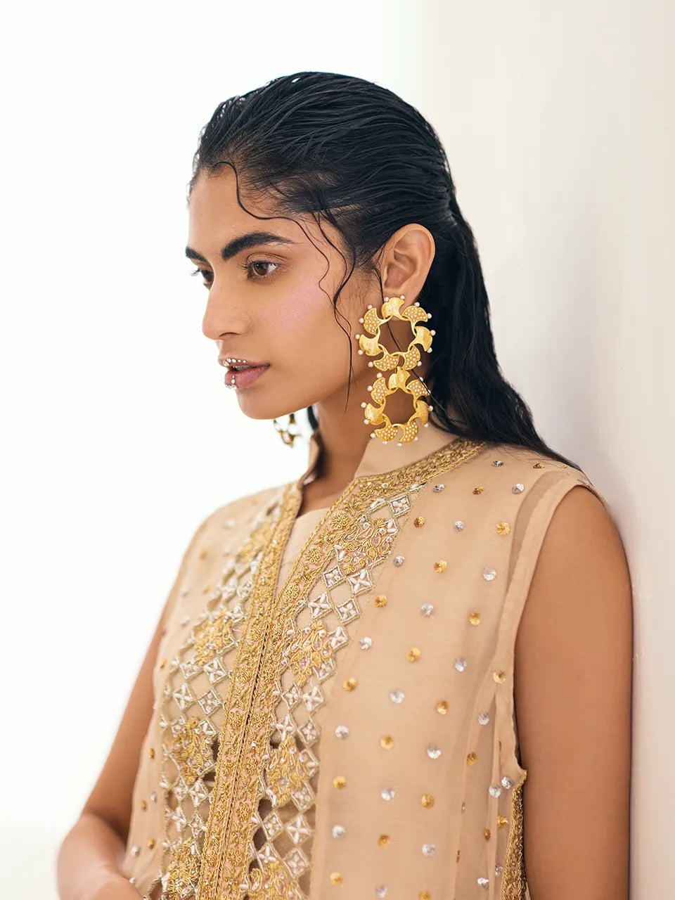 Intricate cutwork border on the front