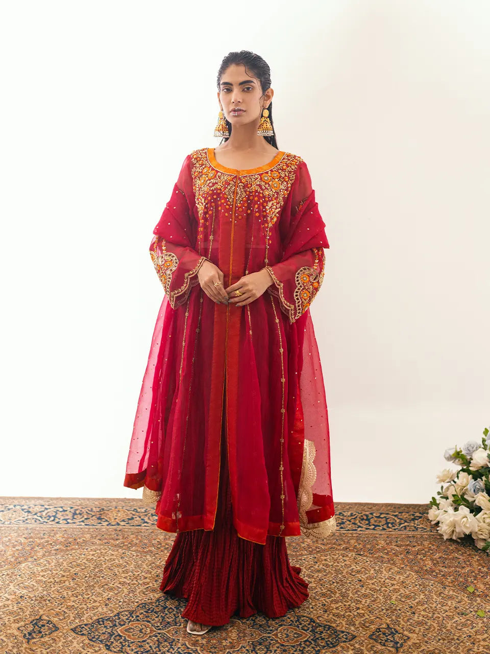 Red bridal outfit