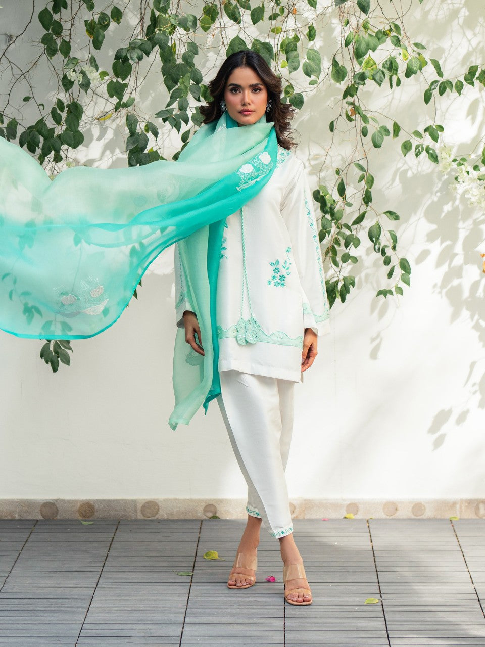 White raw silk kurta