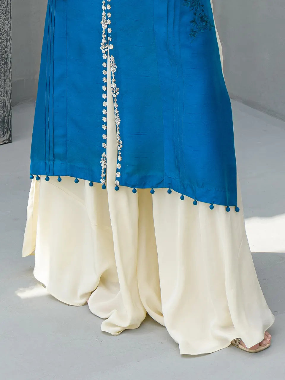 lared crepe silk pants