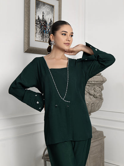Textured georgette jacket with sparkling details